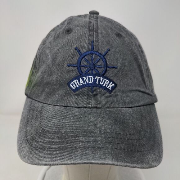 Grand Turk Strapback Hat Gray One Size Adjustable Embroidered Caribbean Side - Picture 2 of 8